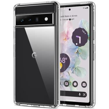 Imagem de HOOMIL Capa transparente para Google Pixel 6 Pro 5G [antiamarelamento] traseira rígida transparente antiarranhões e borda macia [proteção contra quedas de grau militar] à prova de choque -