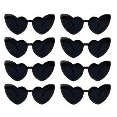 Imagem de Semato Óculos de sol em forma de coração, 8 pares de óculos de sol de despedida de solteira presentes para mulheres e meninas, Preto, Standard
