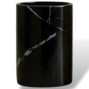 Imagem de Suporte de escova de dentes de mármore natural com base de veludo - Organizador de banheiro elegante para segurar escovas de dentes, ferramentas de maquiagem, canetas e utensílios de cozinha - Design