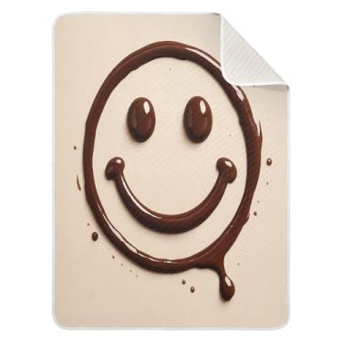 Imagem de Qilmy Cobertor de bebê com sorriso de chocolate 76 x 101 cm, cobertor infantil de algodão macio para meninos e meninas, cobertor leve e quente para bebês e bebês recém-nascidos