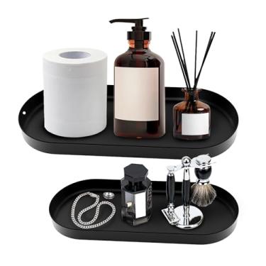 Imagem de Bandeja de vaso sanitário, bandeja de banheiro para bancada, organizador de cesta de papel higiênico de metal preto, organizador de artigos de higiene para banheiro, sala de estar e cozinha