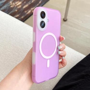 Imagem de HTVJFX Capa magnética de silicone líquido para iPhone 16 Pro Max com carregamento sem fio e capa macia à prova de choque (para iPhone 16 Pro Max/ROXA)