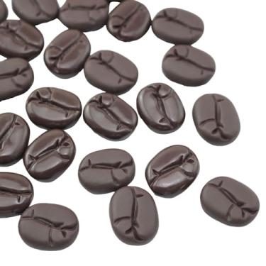 Imagem de XGNG Ornamento de grão de café em miniatura de resina, 100 peças, botão de cabeça chata, ornamentos de ímã de geladeira, acessórios adequados para projetos de artesanato DIY