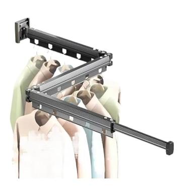 Imagem de Varal De Roupa Cabideiro Metal Articulado Retrátil Parede