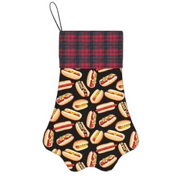 Imagem de SKKNT Fun Food Hot Dogs Impressão Meias de Natal Animais de Estimação Decoração de Natal Cães Gatos Árvore Presente Doce Conveniente