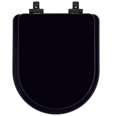 Imagem de Tampa De Vaso Laqueado Com Amortecedor Link-lk Preto Para Bacia Deca Com Ferragem Preta