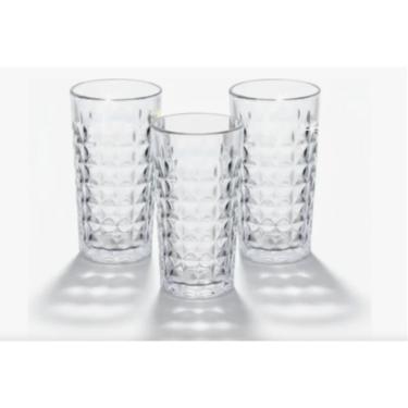 Imagem de Jogos De 3 Copos Altos Vidro Mônaco Transparente 300ml Zein Transparente