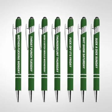 Imagem de Conjunto de canetas esferográficas de metal engraçadas para alívio de estresse (7 peças) canetas de escritório Snarky insultantes para adultos, canetas fofas com frases para ansiedade, 7 peças