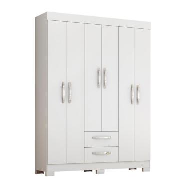 Imagem de Guarda-roupa Com 6 Portas E 2 Gavetas Branco-rosa Nt6015 Notável Móveis Branco-rosa