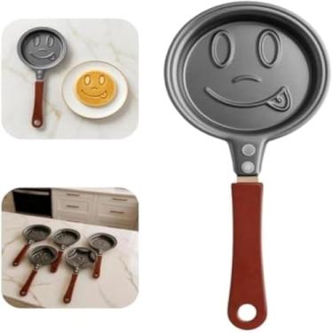 Imagem de Frigideira, faca panquecas alegres em formato de porquinho, cozinha facil, nova, util,azul.