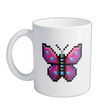 Imagem de Caneca Xícara de Café Porcelana 300ml Com Desenho de Borboleta Colorida