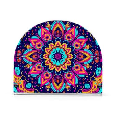 Imagem de Lindo porta-guardanapos de jantar mandala, suporte de guardanapo de almoço acrílico para mesas, suporte de guardanapo vertical para jantar cozinha restaurante decoração de casa acessórios de bar