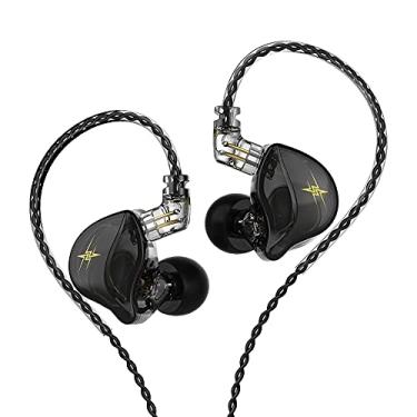 Imagem de KASOTT Fones de ouvido intra-auriculares QKZ ZXT, fones de ouvido com fio, graves estéreo, fones de ouvido com fio Hi-Fi, fones de ouvido dinâmicos para jogos com driver duplo com cabo destacável para