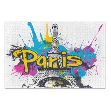 Imagem de Quebra-cabeças coloridos da Torre Eiffel de Paris, 500 peças para adultos, jogos para adultos e família