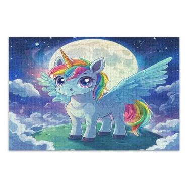 Imagem de Lindos jogos de quebra-cabeça de asas de unicórnio arco-íris para adultos com letras nas costas quebra-cabeças para adultos 1000 peças