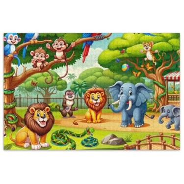 Imagem de Quebra-cabeças de animais da floresta para adultos 1000 peças presentes engraçados para jogo de elefante branco Prime Puzzles pintura de arte floral
