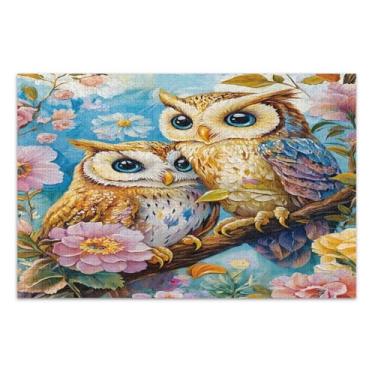 Imagem de Quebra-cabeças rígidos de flores de coruja fofos para adultos com letras nas costas 1000 peças