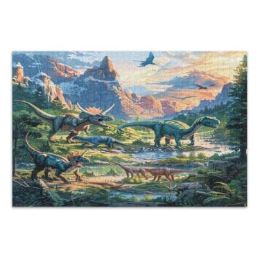 Imagem de Quebra-cabeças de dinossauros antigos para adultos 1000 peças, quebra-cabeças legais, jogos para noite de jogos em família