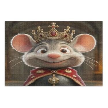 Imagem de Royal Mouse Crown Gold Trippy Puzzles para adultos com letras nas costas quebra-cabeças engraçados para adultos 1000 peças
