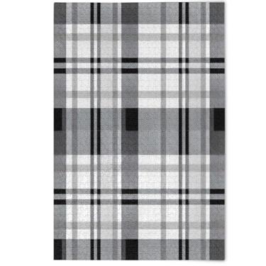 Imagem de Quebra-cabeça clássico preto branco xadrez listrado 500 peças adultos, presentes de elefantes brancos, quebra-cabeças criativos, pintura de arte floral decorativa, 500 peças, 52 x 37,8 cm