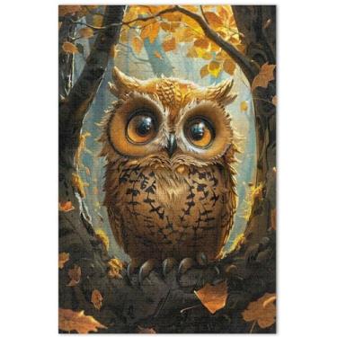 Imagem de Coruja de desenho animado floral 1000 peças quebra-cabeças para adultos presentes quebra-cabeça divertido pintura de belas artes, 75 x 40 cm