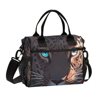 Imagem de GAIGEO Lancheira Ferocious Flame Leopard com isolamento de parede quebrada para adultos, lancheiras térmicas, lancheiras para mulheres, M