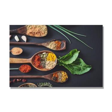 Imagem de NHLDZYH Pintura de cozinha moderna especiarias, impressão de arte, imagens para cozinha, decoração de parede de cozinha moderna. C10. 60 x 90 cm. Apenas tela