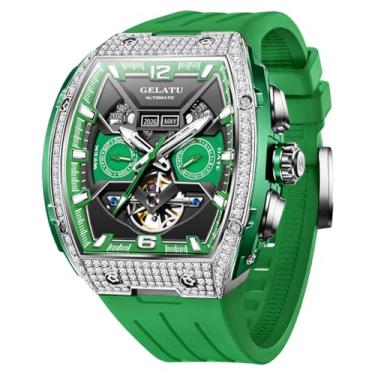 Imagem de OLEVS Relógios masculinos automáticos automáticos automáticos mecânicos executivos luxuosos relógio de pulso de aço inoxidável à prova d'água luminoso, 6016: verde