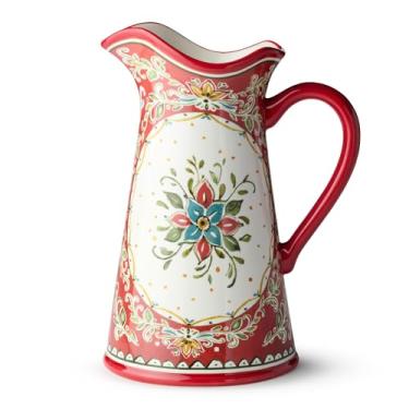 Imagem de Jarra Provence de 2,721 g – Jarra floral vintage francesa para chá gelado, sangria, suco ou vaso de flores – design colorido de inspiração popular
