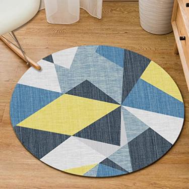 Imagem de Tapete circular redondo tapete de poliéster antiderrapante tapete de textura de mármore tapetes laváveis para quarto sala de estar cozinha, A, diâmetro 80 cm