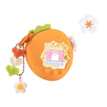 Imagem de BUBBLELOGUS Strawberry Bubble Protective Case for Tamagotchi Paradise, Soft TPU Silicone Cover with Holographic Faceplate, Flower Shaped Zoom Dial Cap & Charms Set, Anti-Scratch & Waterproof (Orange)