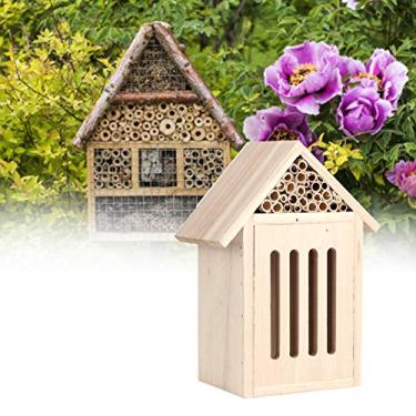 Imagem de Cryfokt Caixa de Nidificação de Insetos Abrigo de Nidificação de Madeira Natural para Decorações de Jardim Atraente de Insetos para Crianças e Casas Ecológicas Bee House Wood Bug Room para (C)