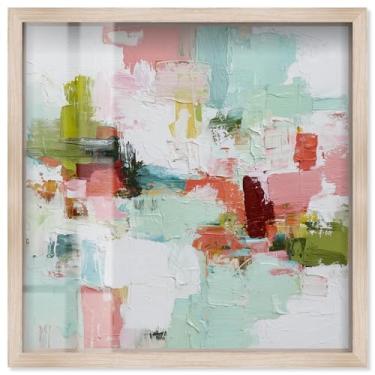 Imagem de Happy Jumble I Shadowbox Print Living Room Wall Art por Art Remedy, moldura loira, 43 x 43 cm