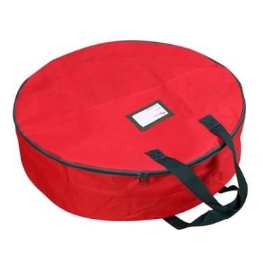 Imagem de CYTJHMD Recipiente de armazenamento de guirlanda de Natal, capa grande de armazenamento de guirlanda de Natal, material Oxford 600D durável, bolsa de armazenamento com zíper duplo para Natal, vermelho