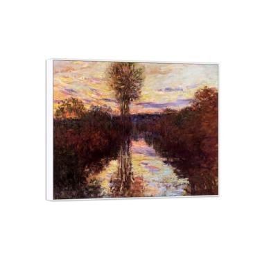 Imagem de Claude Monet Famosas Impressões em tela de parede prontas para pendurar - River, à noite, quadro branco para decoração de sala de estar 50 x 60 cm 20 x 24 pol