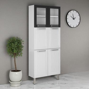 Imagem de Paneleiro em Aço 6 Portas 2 Portas de Vidro 80cm Dobradiças Slow Motio
