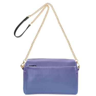 Imagem de Joitme Bolsa tiracolo feminina bolsa de telefone fofa violeta clara jeans azul gradiente couro PU bolsa de ombro com alça de corrente