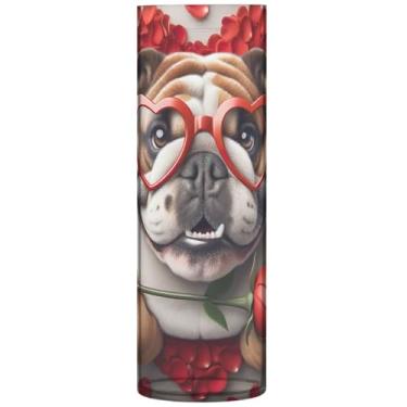 Imagem de Vasos cilíndricos rosa buldogue dos namorados para centros de mesa, vasos e plantadores de plástico, decoração de flores modernas, exclusivas, personalizadas, 30 x 9,9 cm