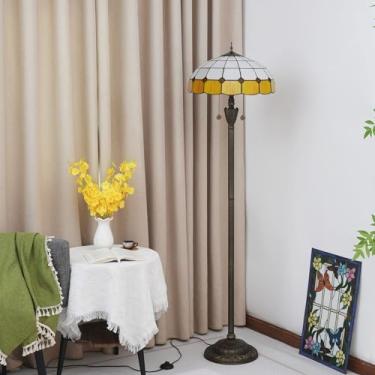 Imagem de Luminária de chão Tiffany, com cúpula de vitral, estilo vintage, dupla, para sala de estar, quarto e escritório, iluminação brilhante, decoração rústica de canto, bronze, para leitura, cor a