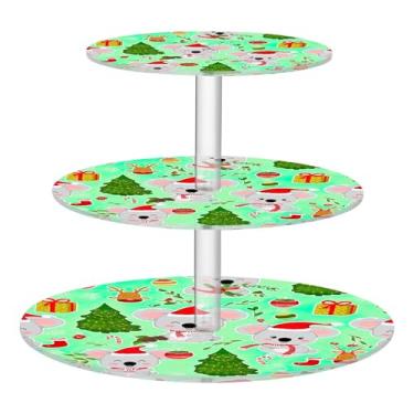 Imagem de Cute Koalas Natal verde presente 3 camadas cupcake suporte para festa acrílico copo bolo torre mesa mesa mesa deserto exibição bolo comida formatura