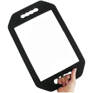 Imagem de Amira Beauty Espelho de mão de espuma quadrado, alça dupla, preto, estilo salão de barbeiro profissional