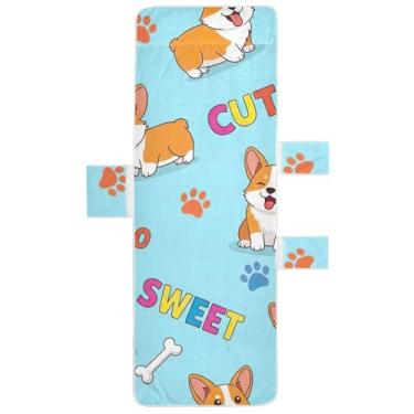 Imagem de Capa de cadeira de espreguiçadeira azul colorida com desenho de cães fofos, toalha de piscina, lounge, praia, espreguiçadeira, 215,9 x 76,2 cm