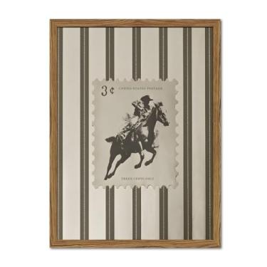 Imagem de Arte vintage de parede ocidental sudoeste cowboy decoração de parede imagens de meados do século sudoeste listrado cowboy montando cavalo impressões em tela para quarto sala de estar 30 x 40 cm
