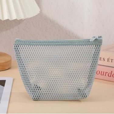 Imagem de Bolsa de armazenamento triangular de grande capacidade, pequenos sacos de malha com zíper, organizador de acessórios para chaveiro de perfume de batom