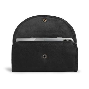Imagem de Hide & Drink, Carteira clutch feita à mão de couro de flor integral – Organizador elegante com fecho de botão e bolso de moedas com zíper – Armazenamento conveniente para itens pessoais,