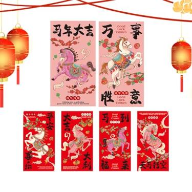 Imagem de Envelope Vermelho Chinês - طبعة قلب مسيحي | Sobres Vermelhos do Ano do Cavalo | para Feriados, Casamentos, Cumprimentos, Crianças, Adultos, Favores de Festa, Sucesso e Riqueza