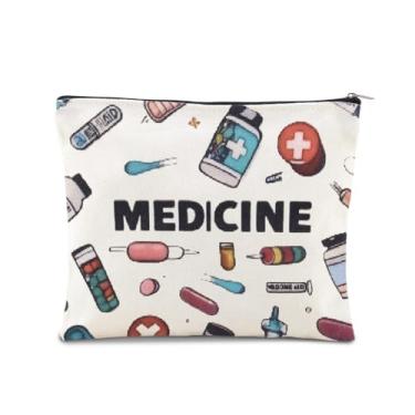 Imagem de Bolsas de maquiagem de medicamentos engraçadas para mulheres e homens, bolsa de cosméticos para enfermeiras, médicos, pacientes, bolsa de remédios com zíper, Medicina 2, 2 sacos para medicamentos