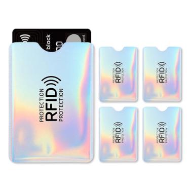 Imagem de 5 Capas Protetor de Cartão por Aproximação, Protetor de Cartão RFID Antifurto, Protetor Magnético para Cartão de Crédito, Débito e Documentos, Cores Variadas (Prata)