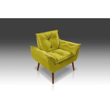 Imagem de Poltrona Opala Com Fibra Siliconada Suede Amarelo -RV DECORA - CASA DA