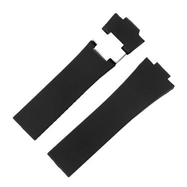 Imagem de DFAMIN Pulseira de relógio de silicone para Ulysse-Nardin Marine pulseira de borracha impermeável esportiva 25 x 12 mm relógios masculinos esportivos (pulseira preta prata)